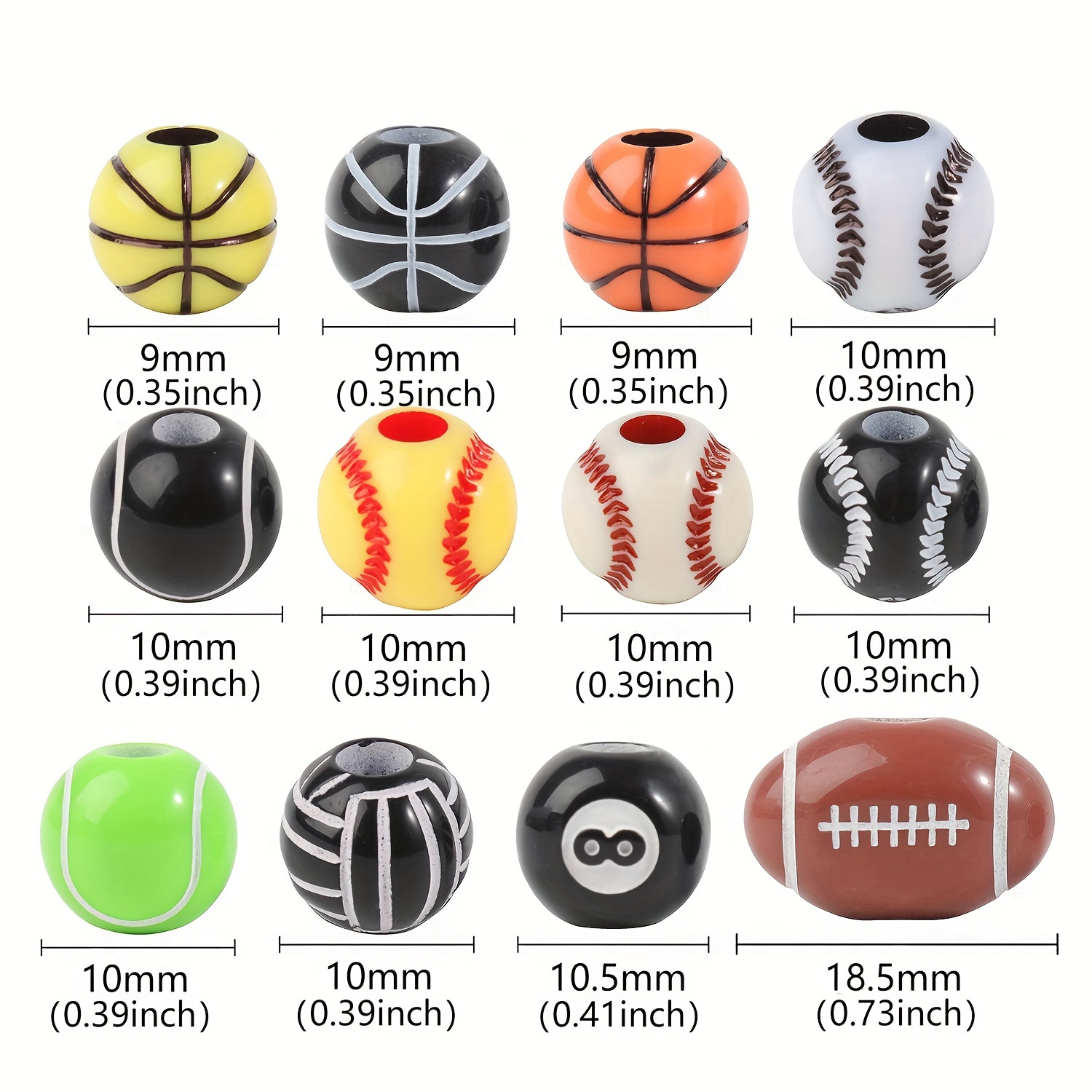  CCOZN 200 cuentas de bolas deportivas para hacer joyas de  bricolaje, cuentas de acrílico diminutas de béisbol, baloncesto, fútbol,  voleibol, cuentas para pulseras, llaveros, collares, manualidades, : Arte y  Manualidades