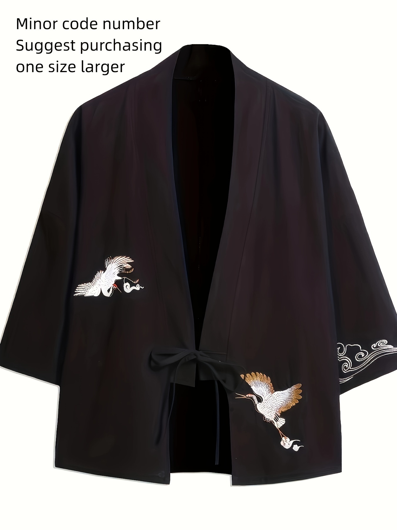 Camisa Larga Patrón Grullas Estilo Japonés Kimono Informal - Temu Mexico