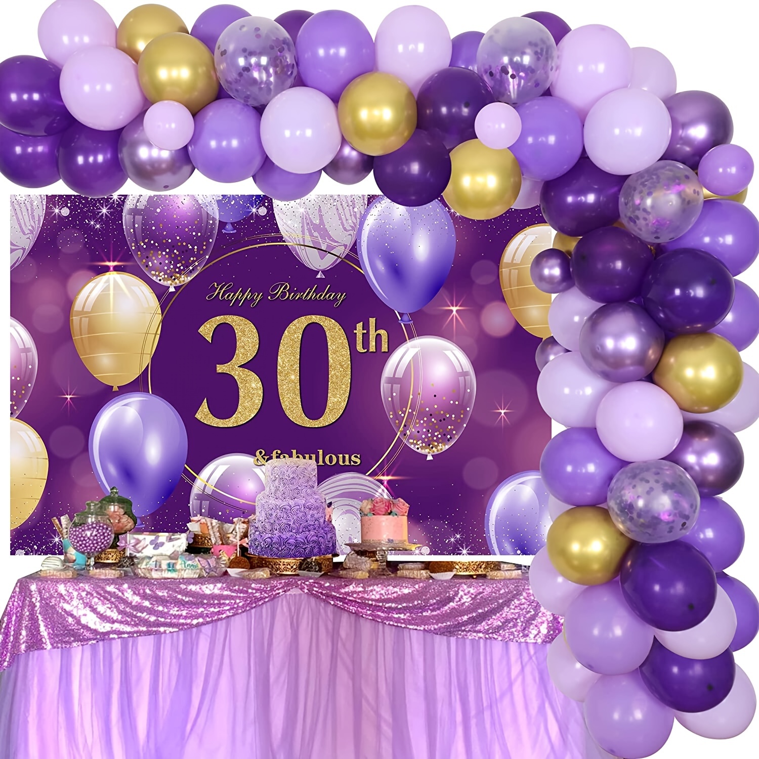 Purple & Gold Birthday Party Decorations