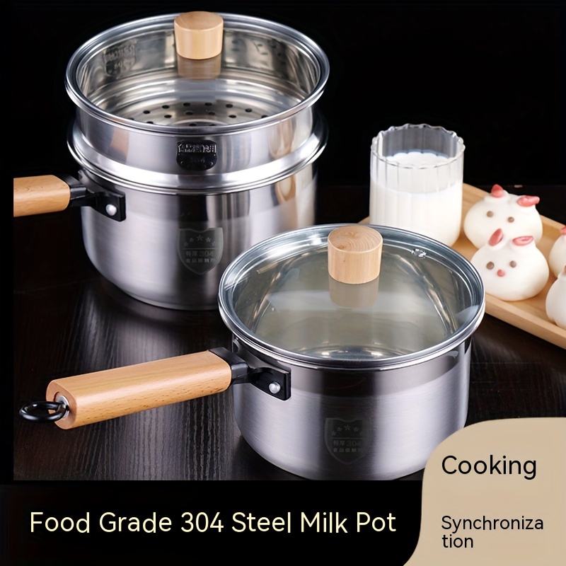 Stainless Steel Hot Milk Pot Cooking Noodle Small Pot Gas - Temu