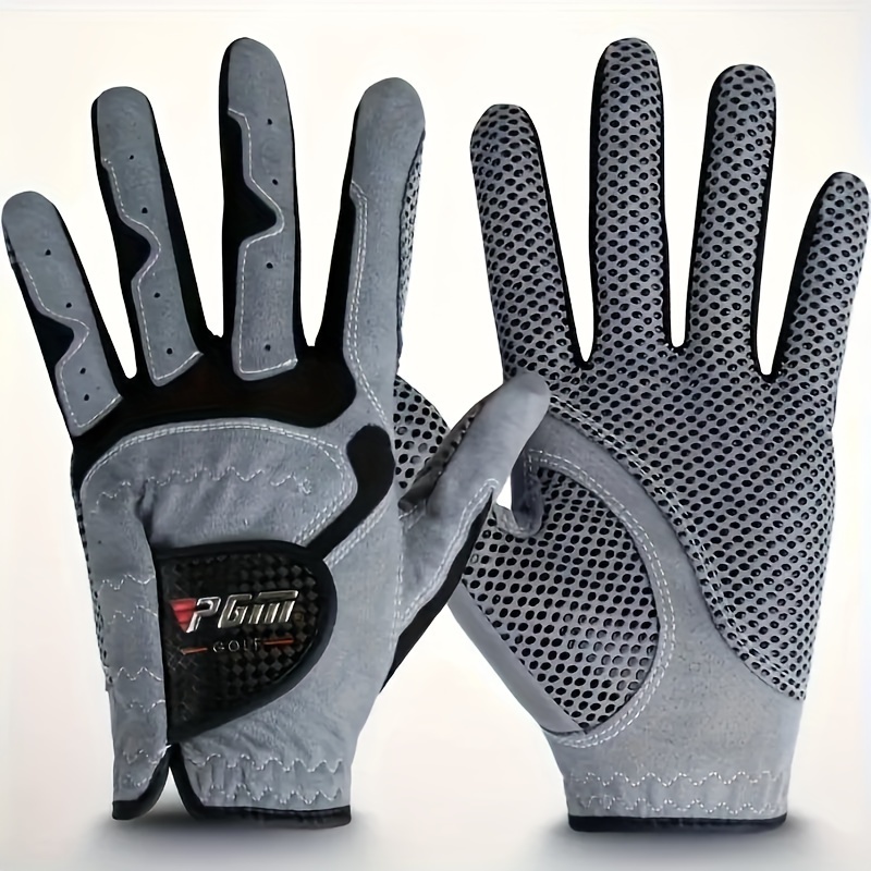 1pc PGM Men'S Left Hand Golf Glove, Anti-Slip Full-Finger Design, Soft Breathable Laica Fabric, Hook-and-Loop Closure, Spandex Non-Woven Fabric, Hand Wash - Comfortable Fit for Natural Movement