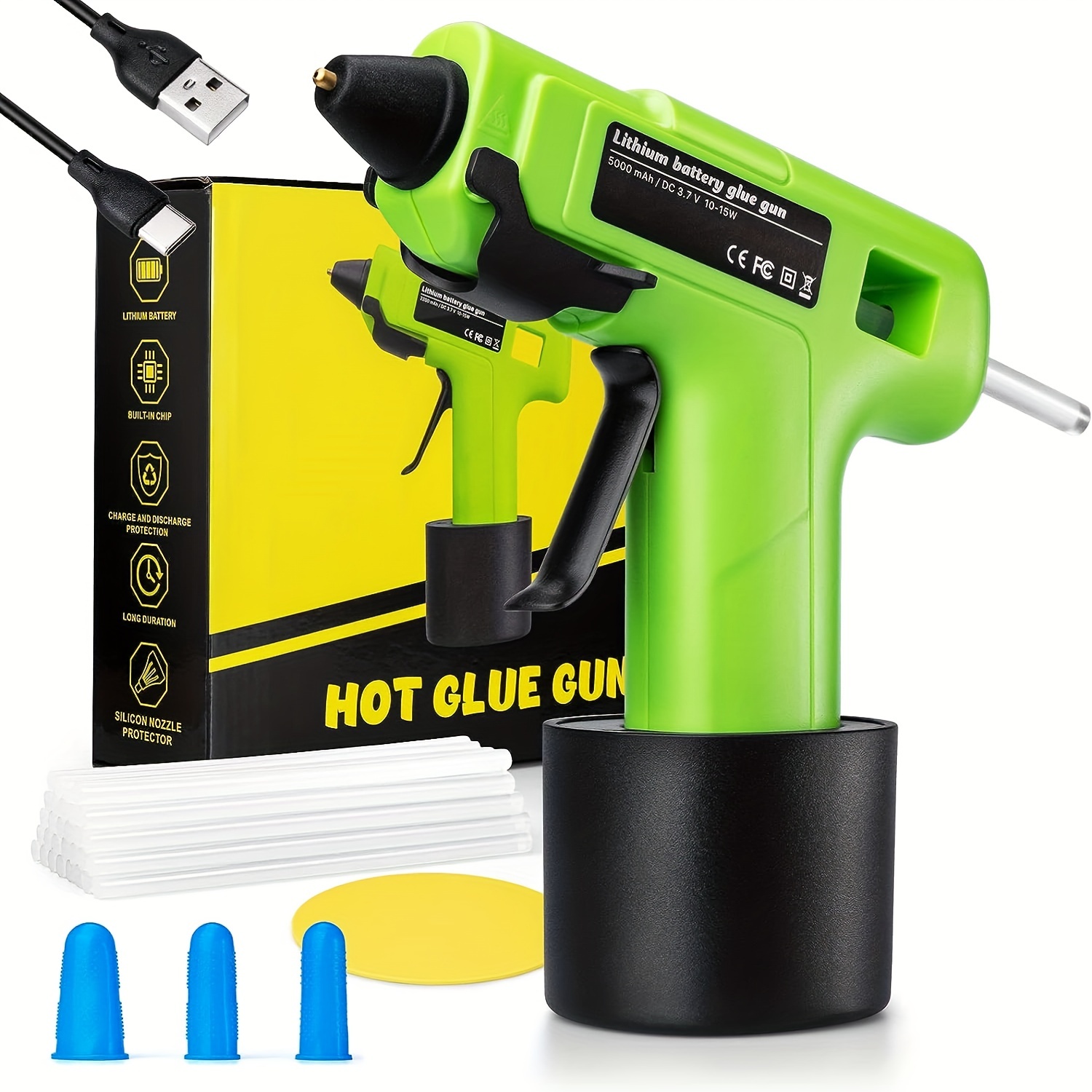 Glue Gun, Cordless Glue Gun USB Rechargeable Fast Preheating Hot Glue Gun,  Mini Hot Glue Gun Kit with 30pcs Hot Glue Sticks&3 Finger Protectors for  DIY Crafts, Arts Decoration, Home Repairs