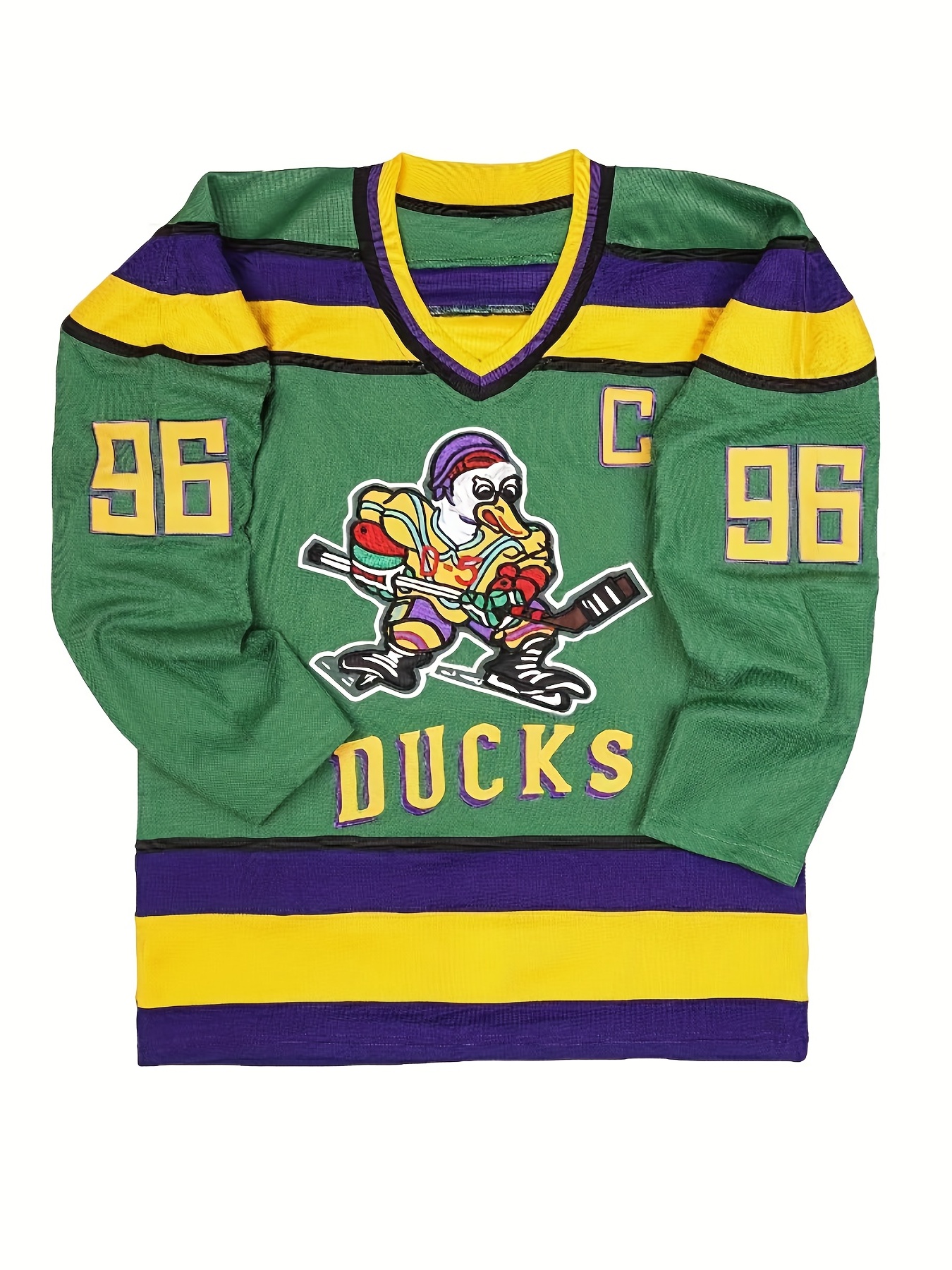 Embroidery Ice Hockey Jersey Mens Vintage Stripe V Neck Long Sleeve