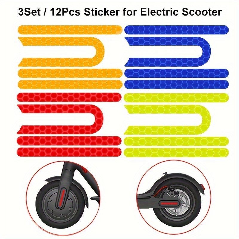 3Set/12buc Autocolant Reflectiv pentru Trotinete Electrice, Reflector de Siguranță, Autocolant Decorativ pentru Xiaomi Mijia M365 Pro