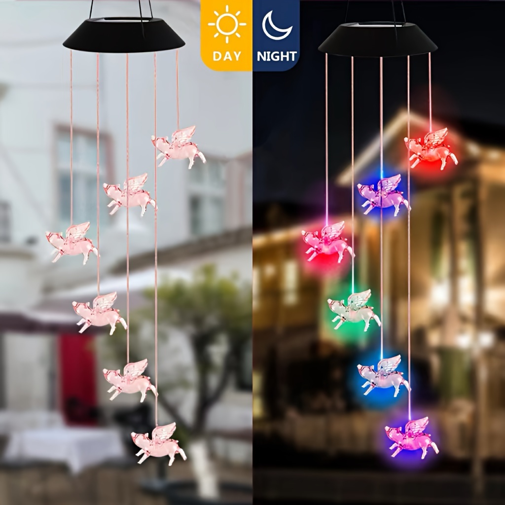Solar Flying Pig Wind Chime Lights Hanging Lights Colorful - Temu Canada