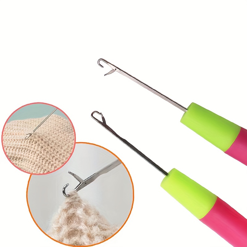 Crochet Hook Latch Lock Micro Hair Needle Rug Making Knitting Interlock  PINK GRE