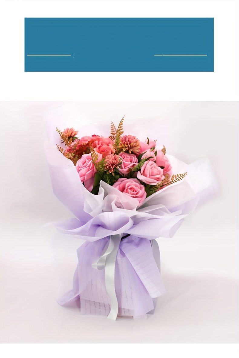 20 Hojas Papel Coreano Para Ramos Bouquet Floral Traslúcido 001Púrpura