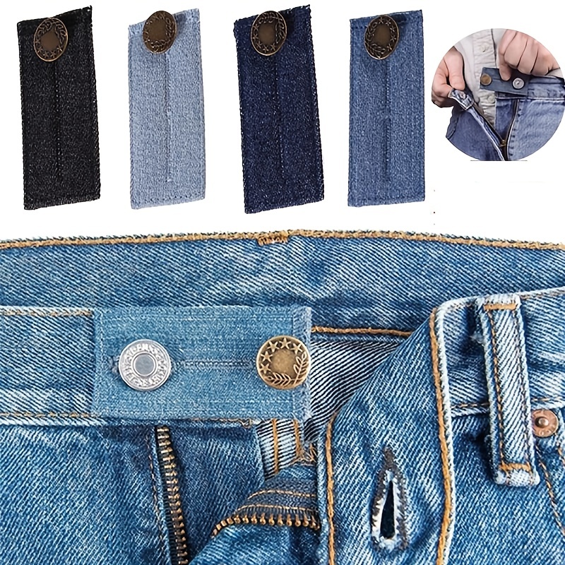 2pcs/set Polyester Waist Extension Buckle, Modern Black Adjustable Jeans  Button For Pants, Expand Button For Pants, Waist Extender For Jeans,  Trouser Hook With Long Buckle, Elastic Adjustment Waist Button, Belt  Extension Buckle