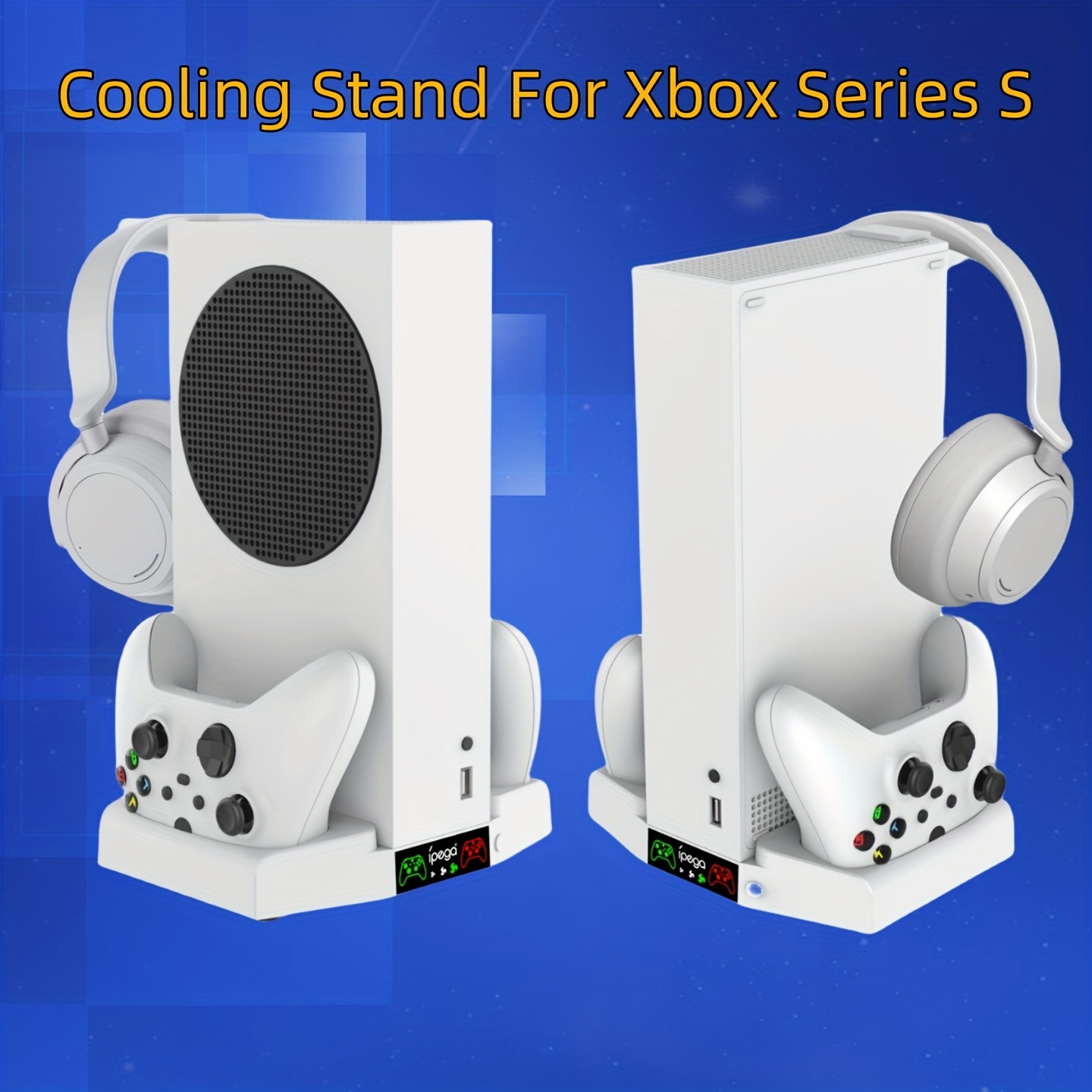 Vertical Cooling Stand Compatible with Xbox Series X with Cooling Fan,  Cooling Station Dock with 10 Game Storage Organizer, Controller & Headphone