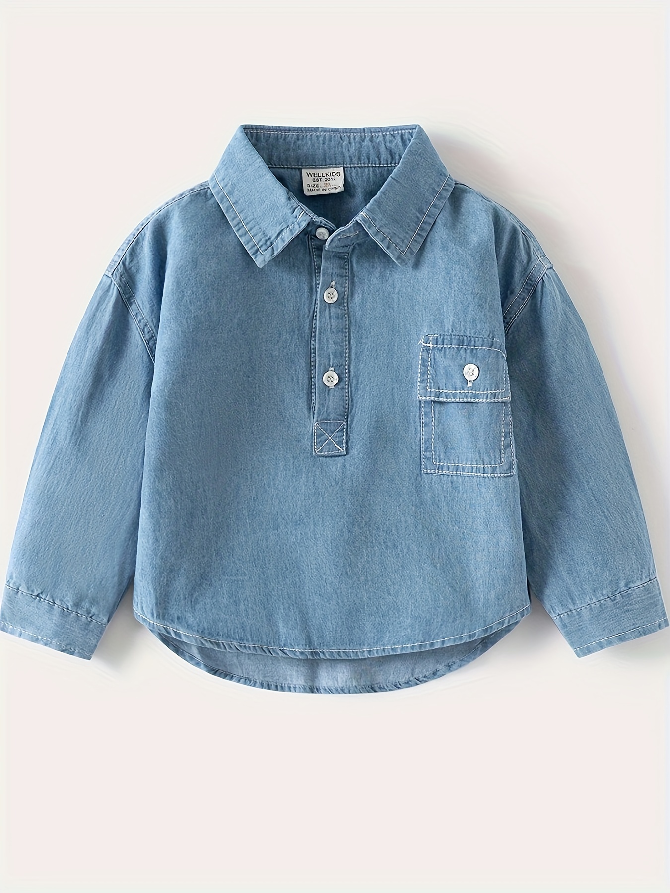 Boys long best sale sleeve denim shirt