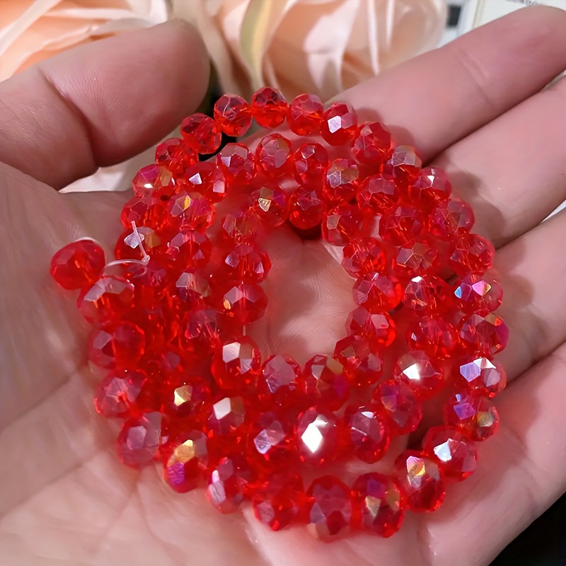 Faceted Red Glass Crystal Rondelle Beads Loose Spacer Beads For