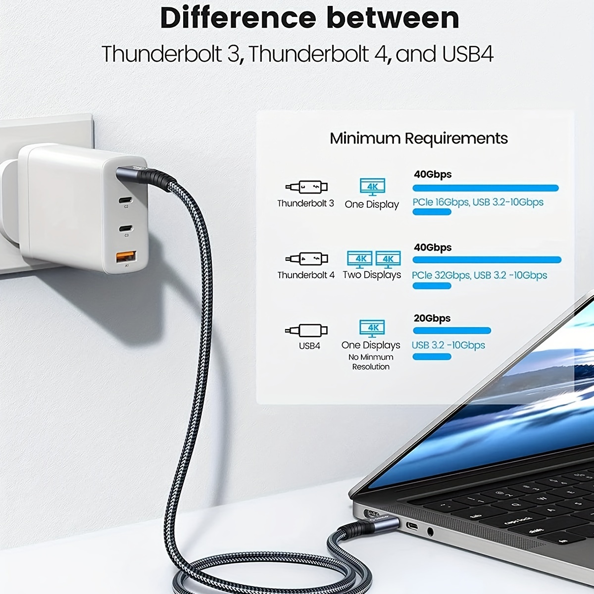 Orico Cable Compatible With Thunderbolt 4 Right Angle 40gbps - Temu