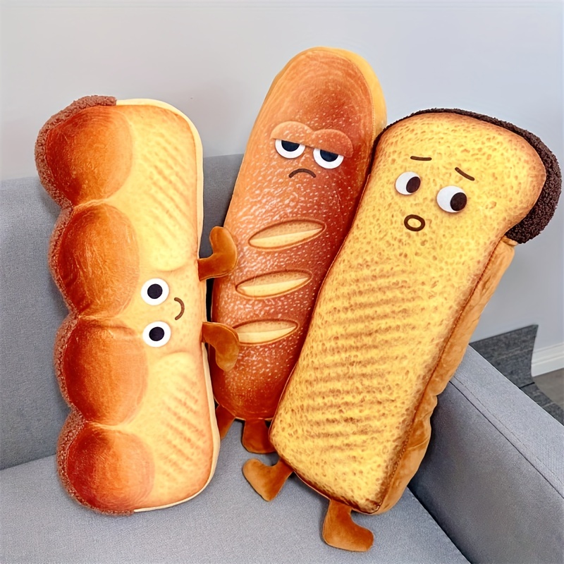 3D Simulation Toast Bread Shape Seat Cushion Soft Stuffed Pillow