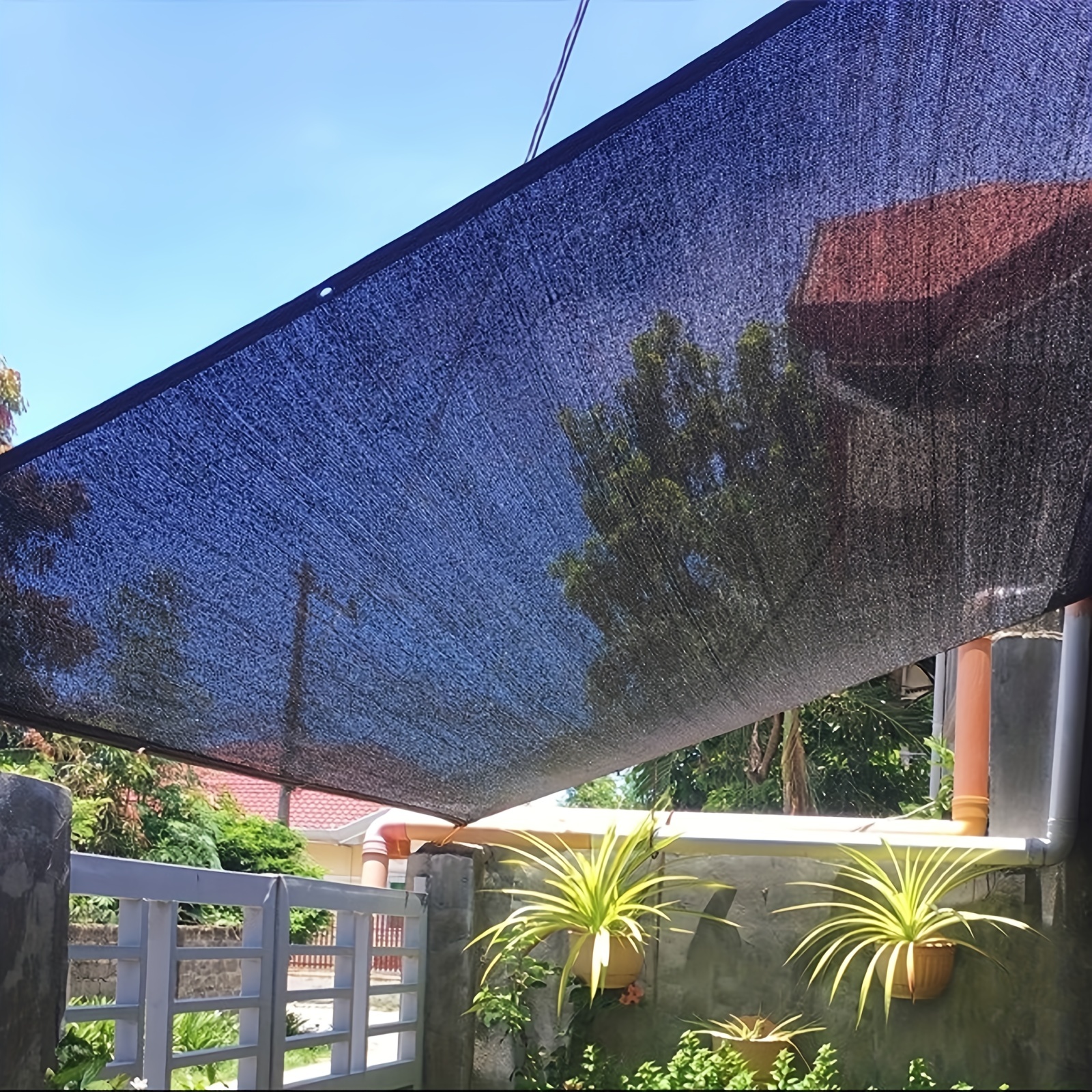 Sonnensegel Rechteckig 3x4m Blau mit Ösen für Balkon Terrasse  Sonnenschutzsegel