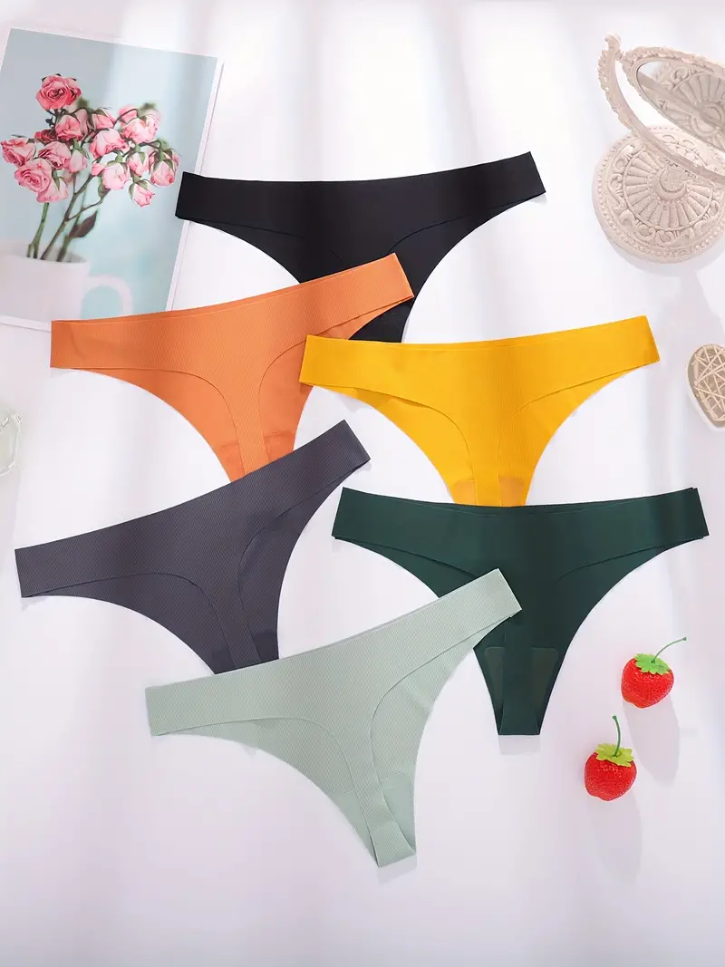 Solid Low Waist Thongs Soft Comfy Seamless Intimates Panties - Temu