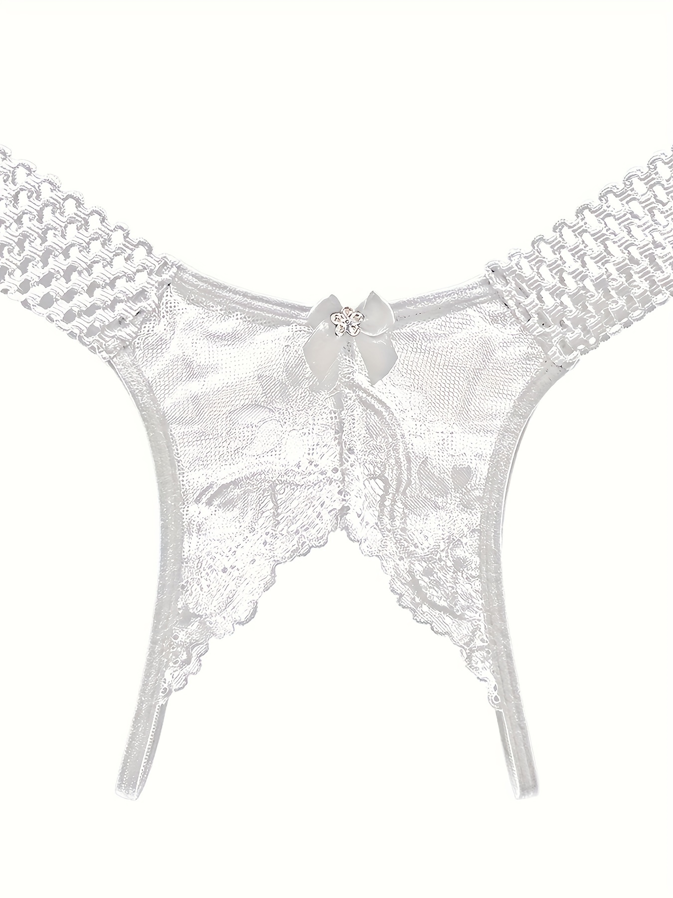 Fishnet Stitching Floral Lace Thongs See Open Crotch Mesh - Temu Canada