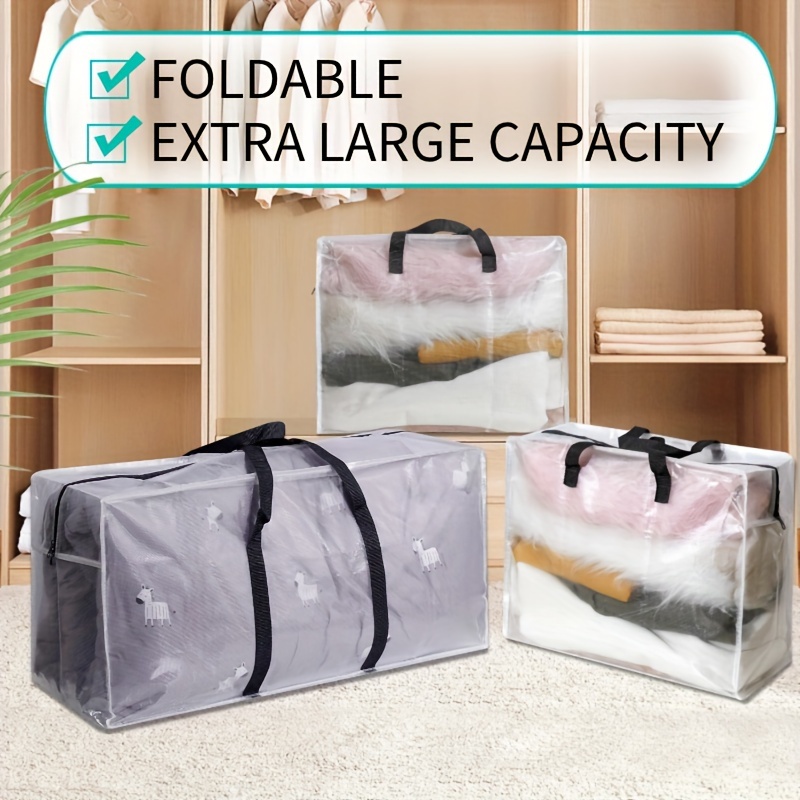 

1pc Heavy Duty Moving Bags With Reinforced Handles - Stronger Handles For Easy Carrying And Storage Of Clothes - Clear Storage Tote For Moving Supplies Bedroom Accessories Stores Use