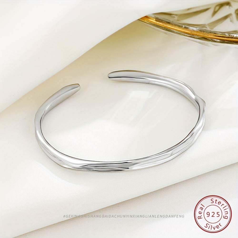 925 Sterling Silver Silver Color Simple Style Bracelet 18k - Temu