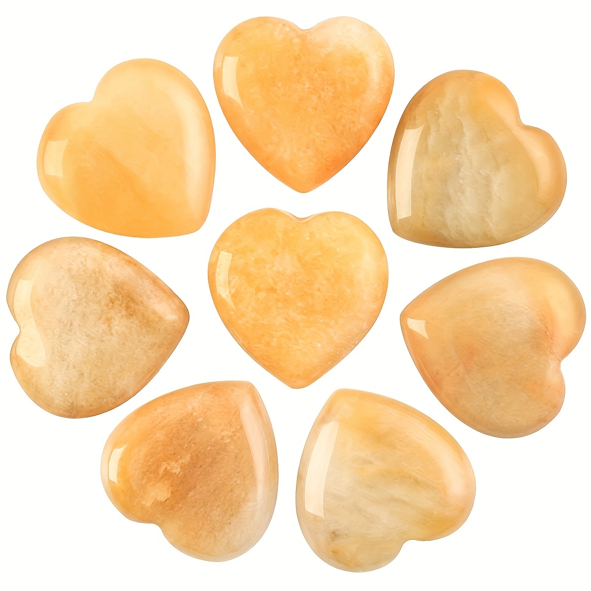 8pcs Natural Topaz Love Stones 1 Puff Heart Healing Palm Crystal