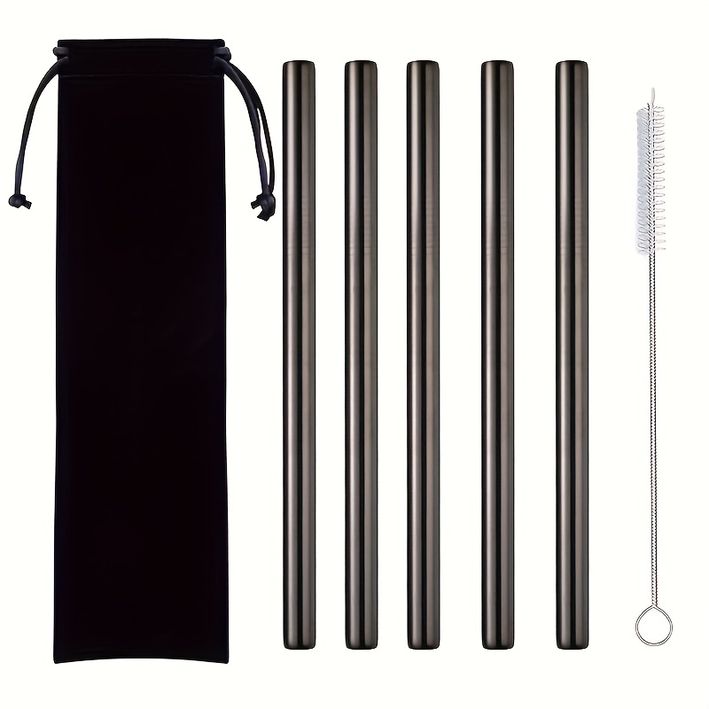 12 Extra Wide Reusable Straws for Smoothies & Shakes + 2 Cleaning Brushes