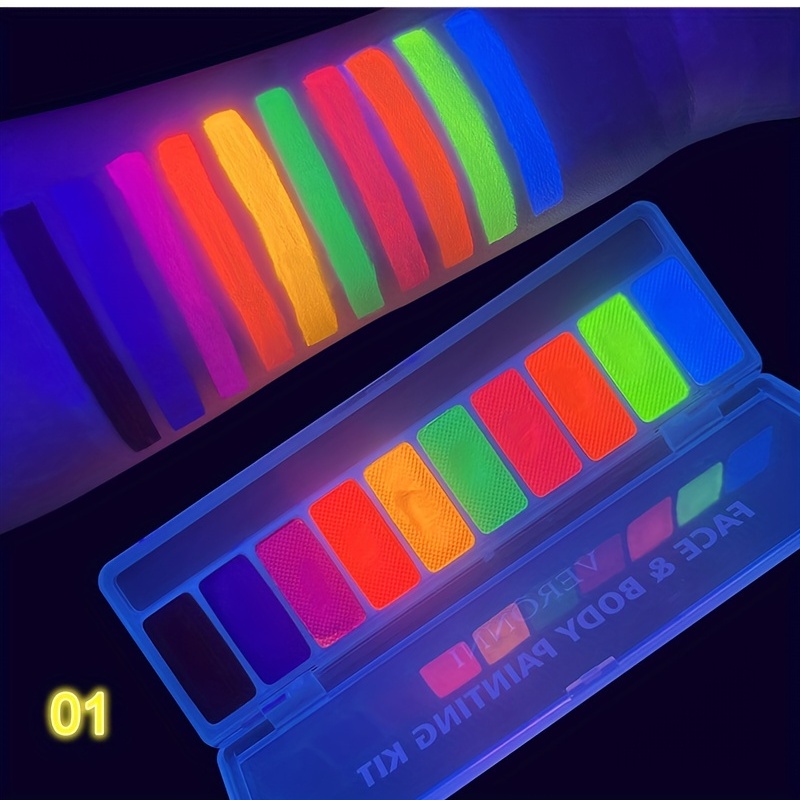 Uv Glow Neon Water Activated Eyeliner Palette Long lasting - Temu
