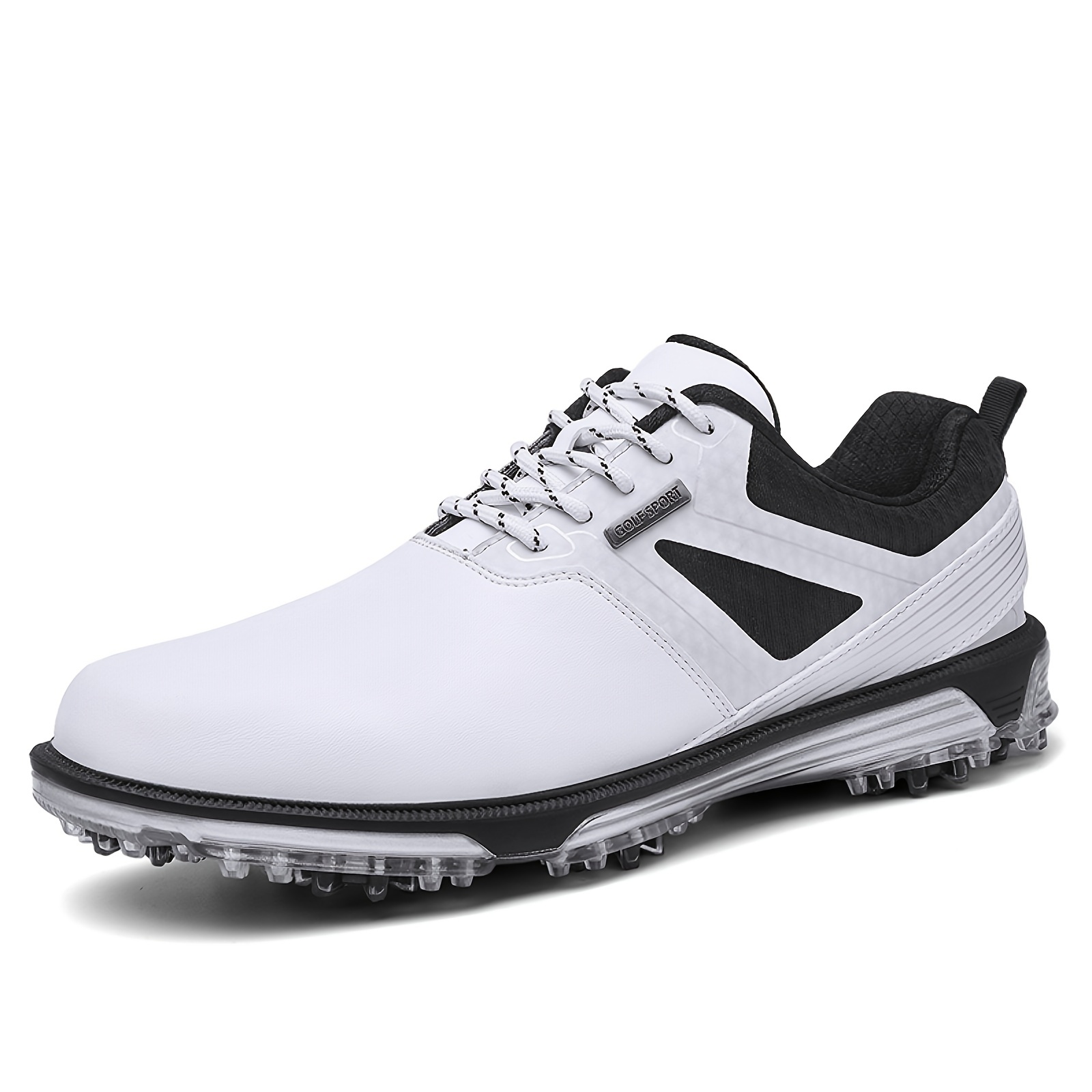 Men's Professional 9 Spikes Golf Shoes, Solid Comfy Non Slip Lace Up  Sneakers For Golf Sport Activities