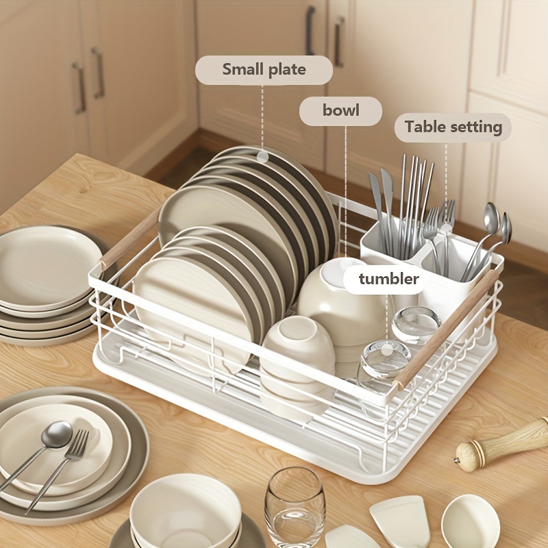 Dish Drying Rack Small Dish Drainer with Cutlery Cup Rack for Sink