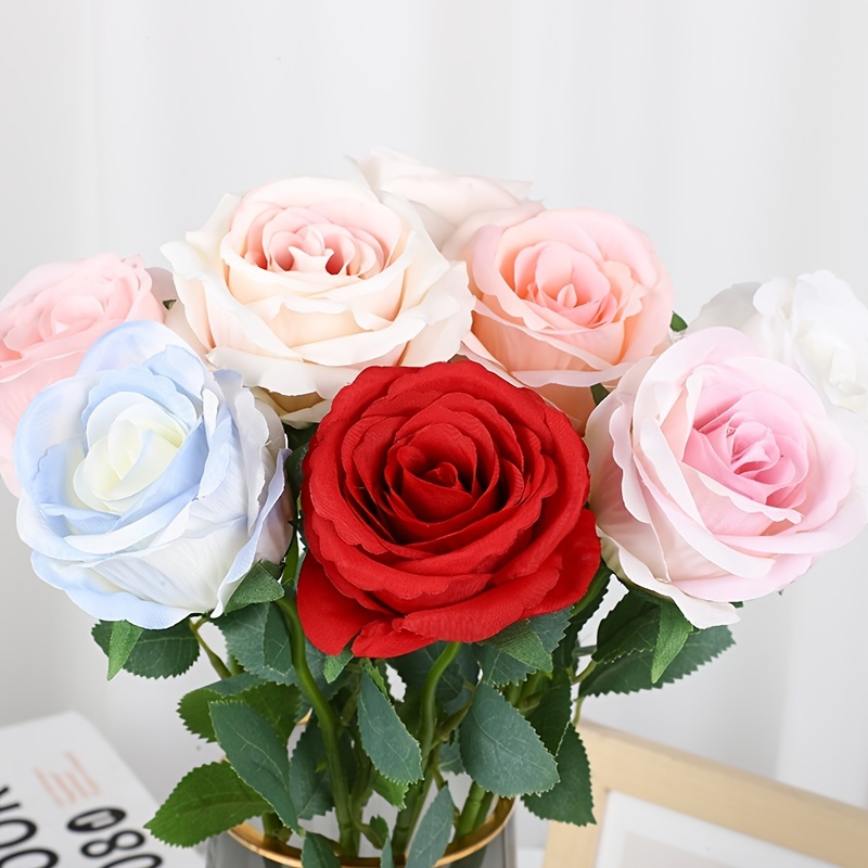 2 pezzi Bellissimo bouquet di rose artificiali per matrimoni, decorazioni  per casa, bouquet lungo, per organizzare piante finte, regalo di San  Valentino