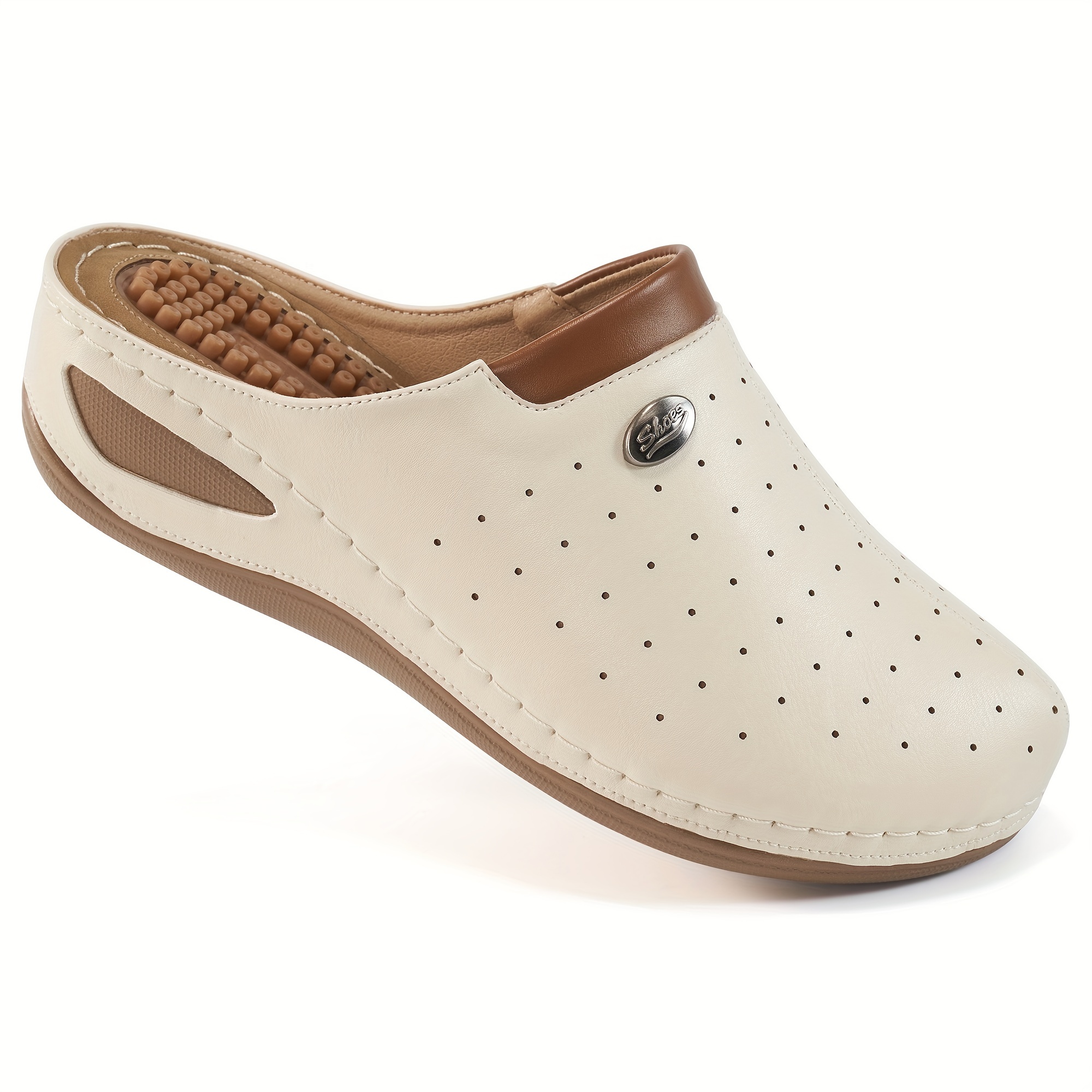 Perforated mules on sale