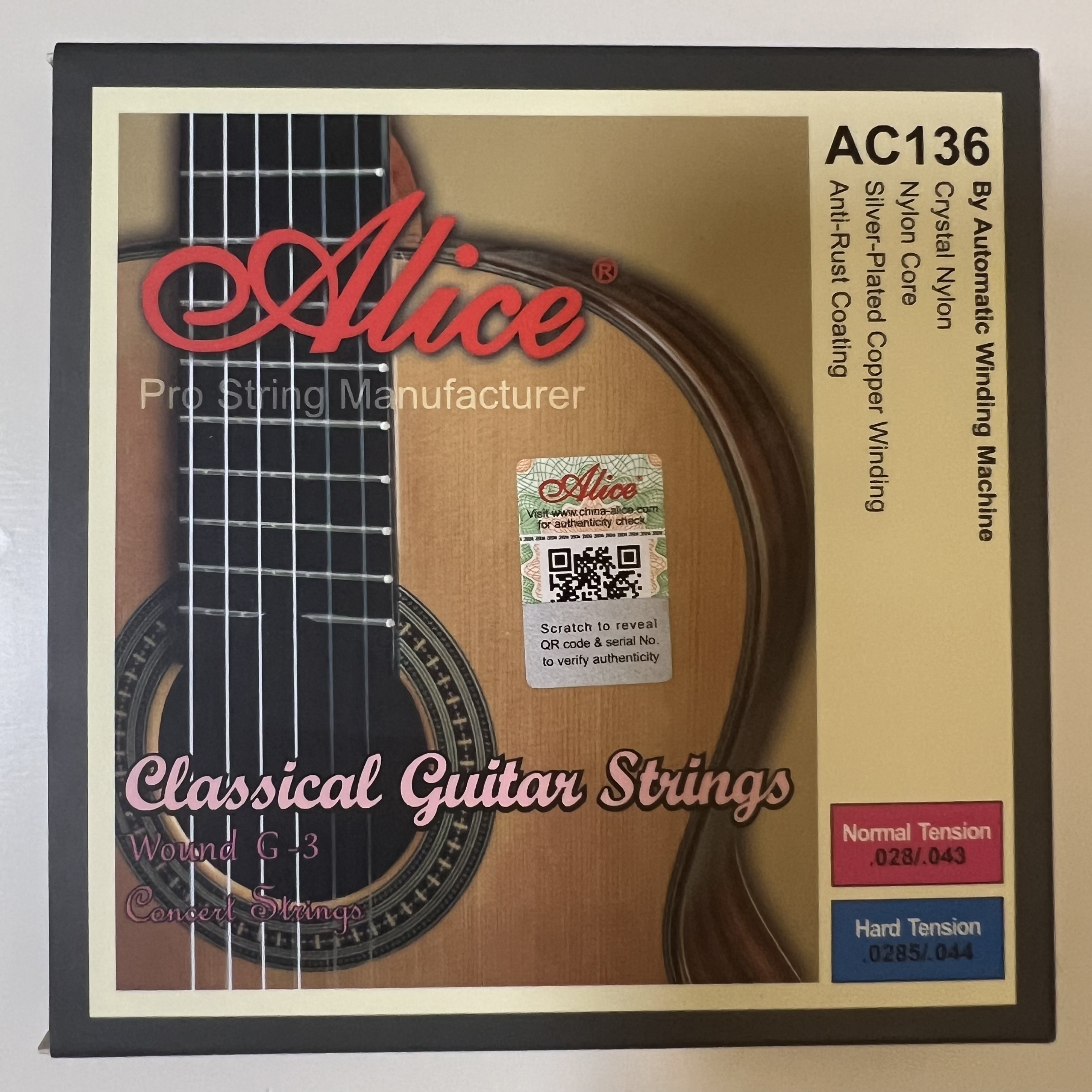 Corde de guitare classique acoustique plaquée d'alliage de cuivre plaqué en  nylon argenté, 6pcs / ensemble (.028-.043) 