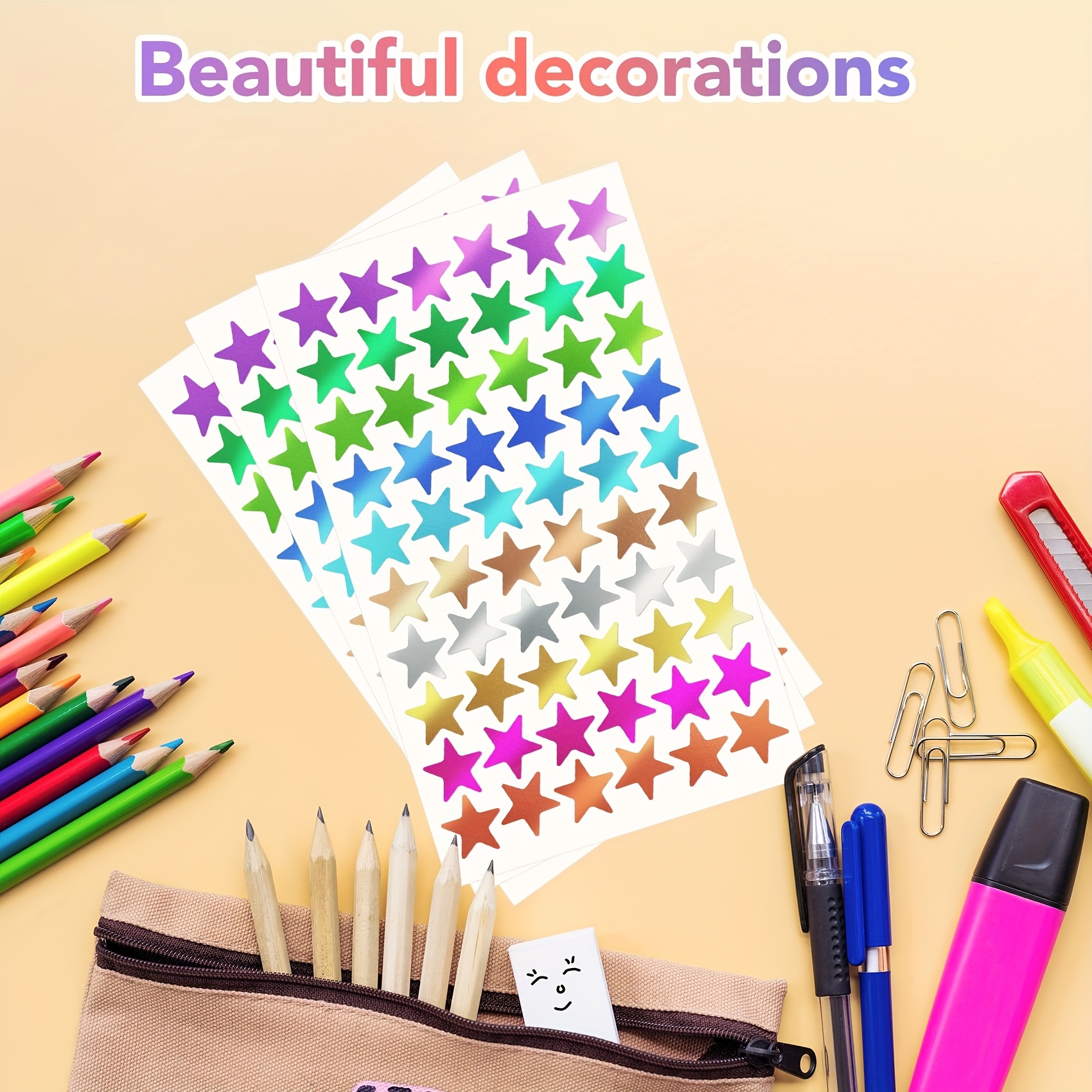  1620 Holographic Rainbow Small Star Stickers for Kids Reward,  Behavior Chart, Student Planner and School Classroom Teacher Supplies, 0.6  Diameter : Toys & Games