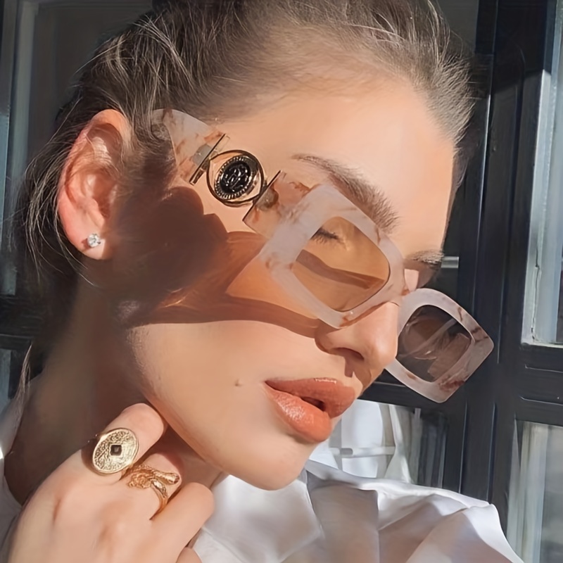 Rectangle Frame Fashion Sunglasses For Women Men Gradient - Temu