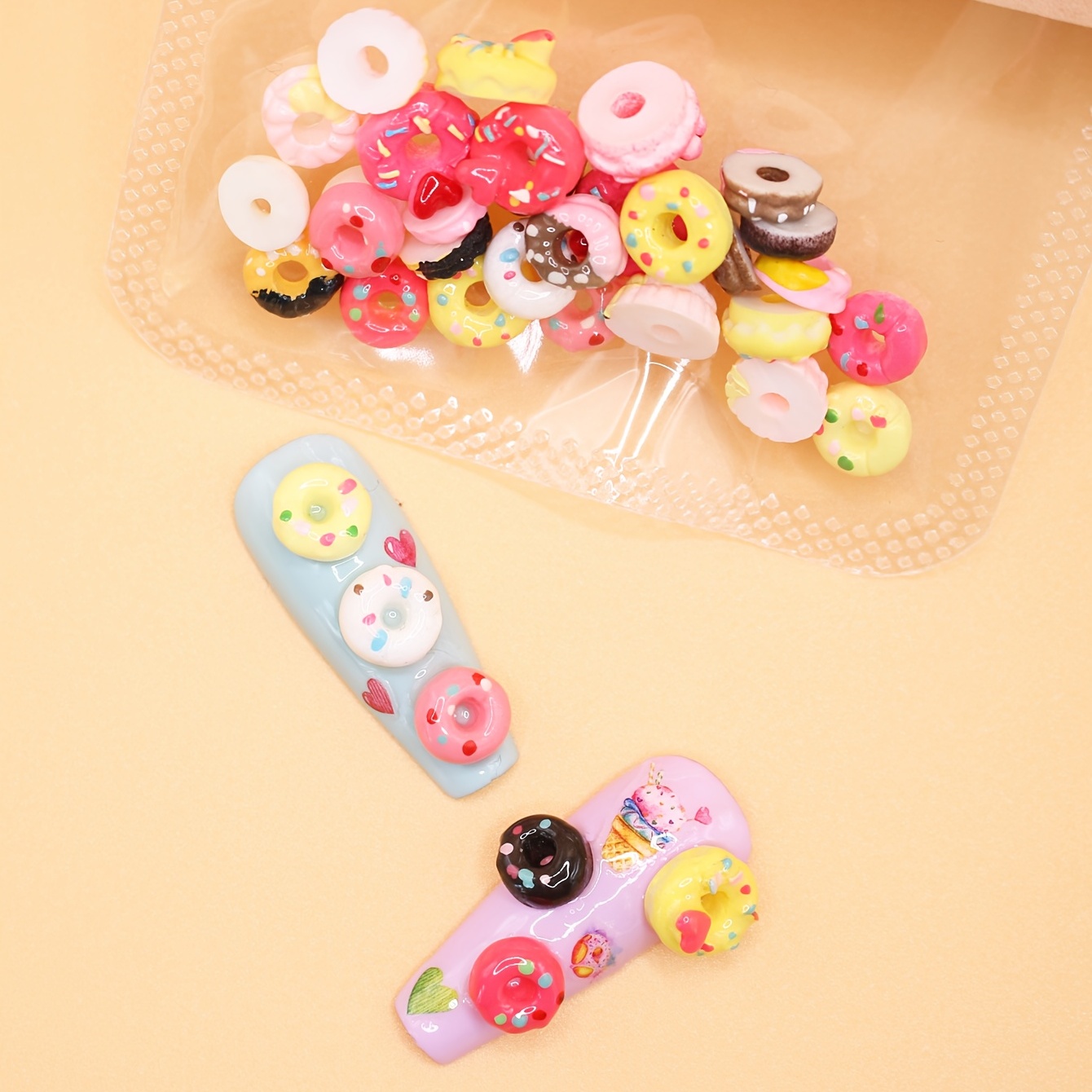 30 PCS Nail Art Mixed Resin Decoration Donuts Cartoon Shapes Randomly Mixed