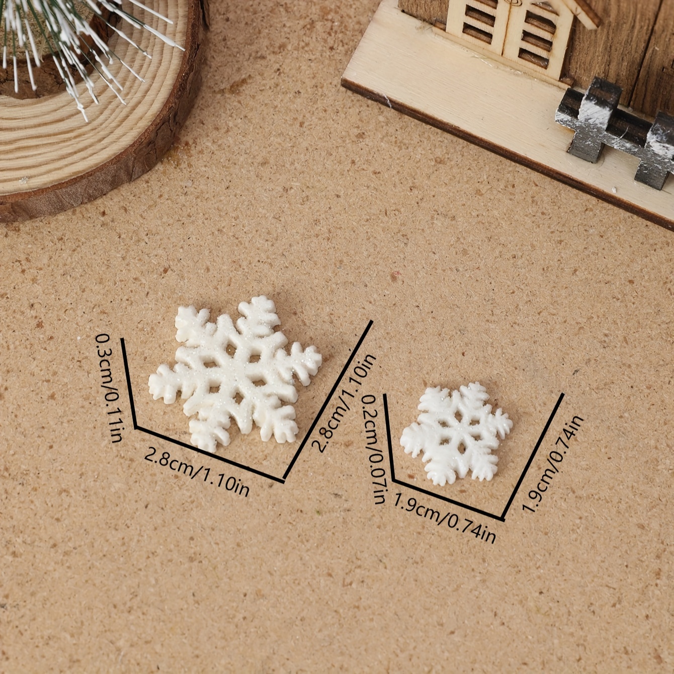 20pcs White Mini Wooden Snowflakes Hanging Christmas Tree