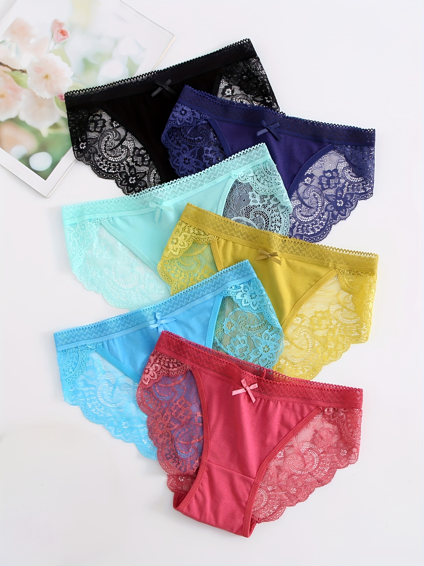 5 PACK New Womens Low Rise Lace Cheeky Brief Supersoft Underwear Panties  M-XXL