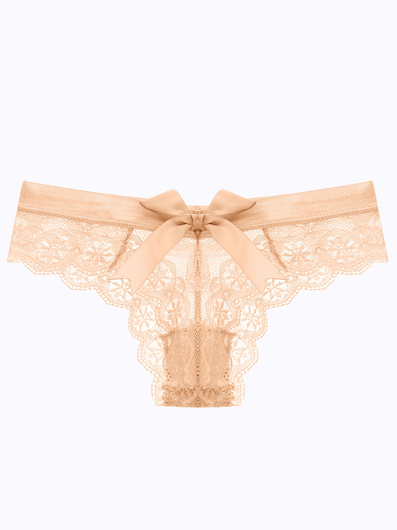 Breathable Comfy Floral Lace Cheeky Panties Bowknot Detail - Temu