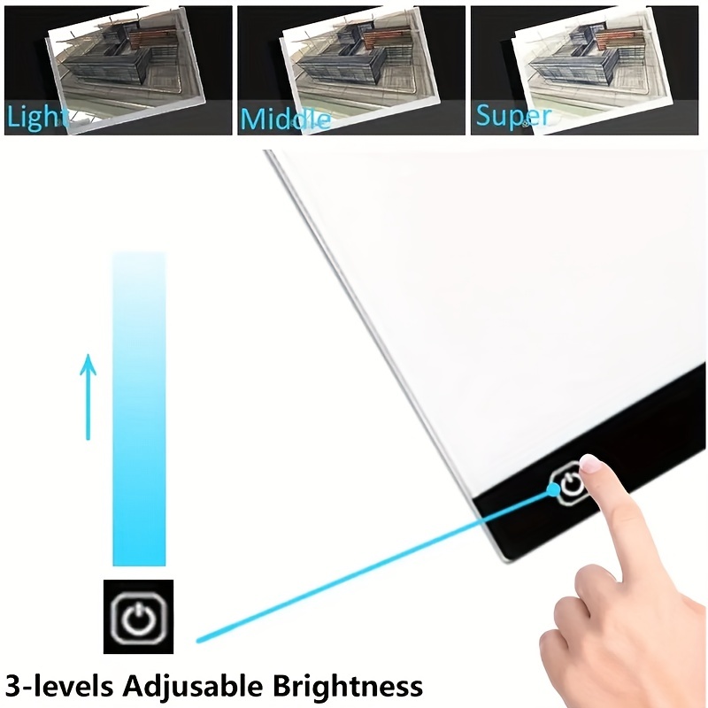  Hundyer A5 Three-Level Dimming LED Light Pad for Diamond  Painting Writing Painting Dimmable Tracing Board Copy for Kids Gifts