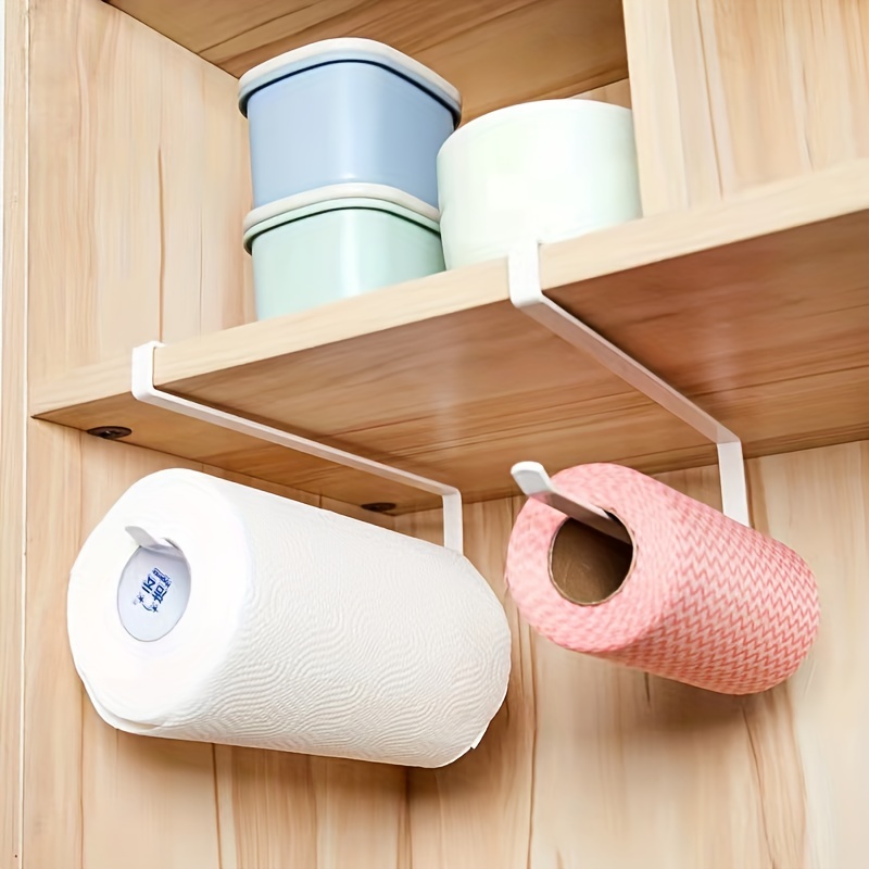 1pc, Soporte dispensador de toallas de papel bajo el gabinete, Portarrollos  de papel, Sin perforación, Para cocina baño, Colgador de toallas de papel