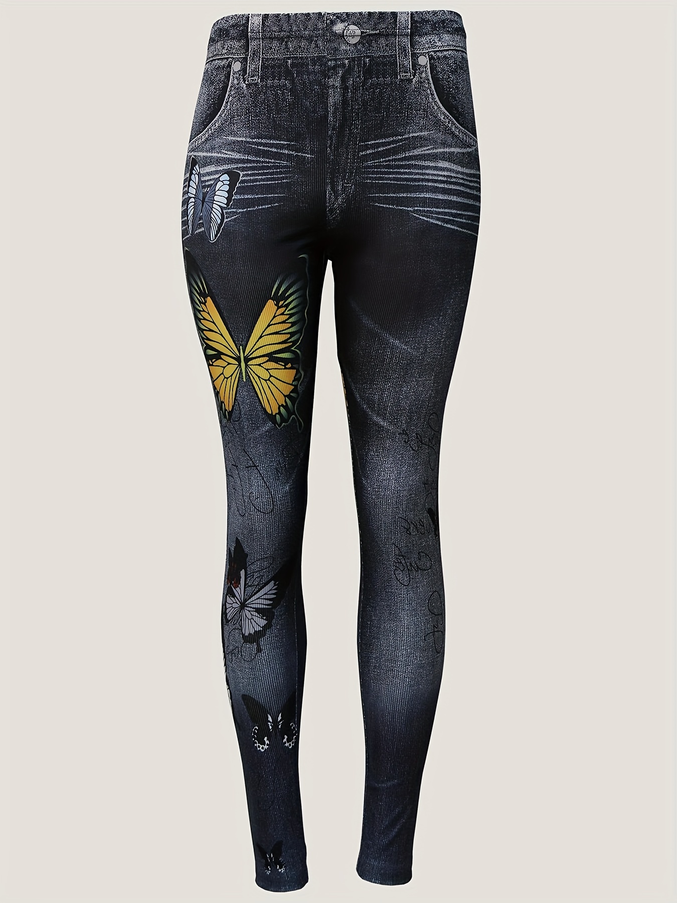 ZDFER Women's Butterfly Print Leggings High Waist Stretch Soft