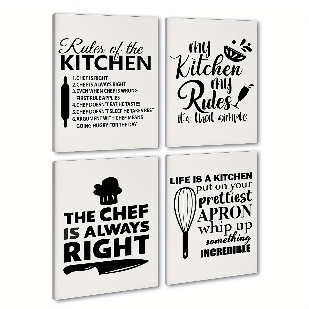 4 PCS Unframed Print, Kitchen Wall Decor, Funny Kitchen Wall Art, Humor  Quote for Kitchen Decor, My Kitchen My Rule, Home Deocr