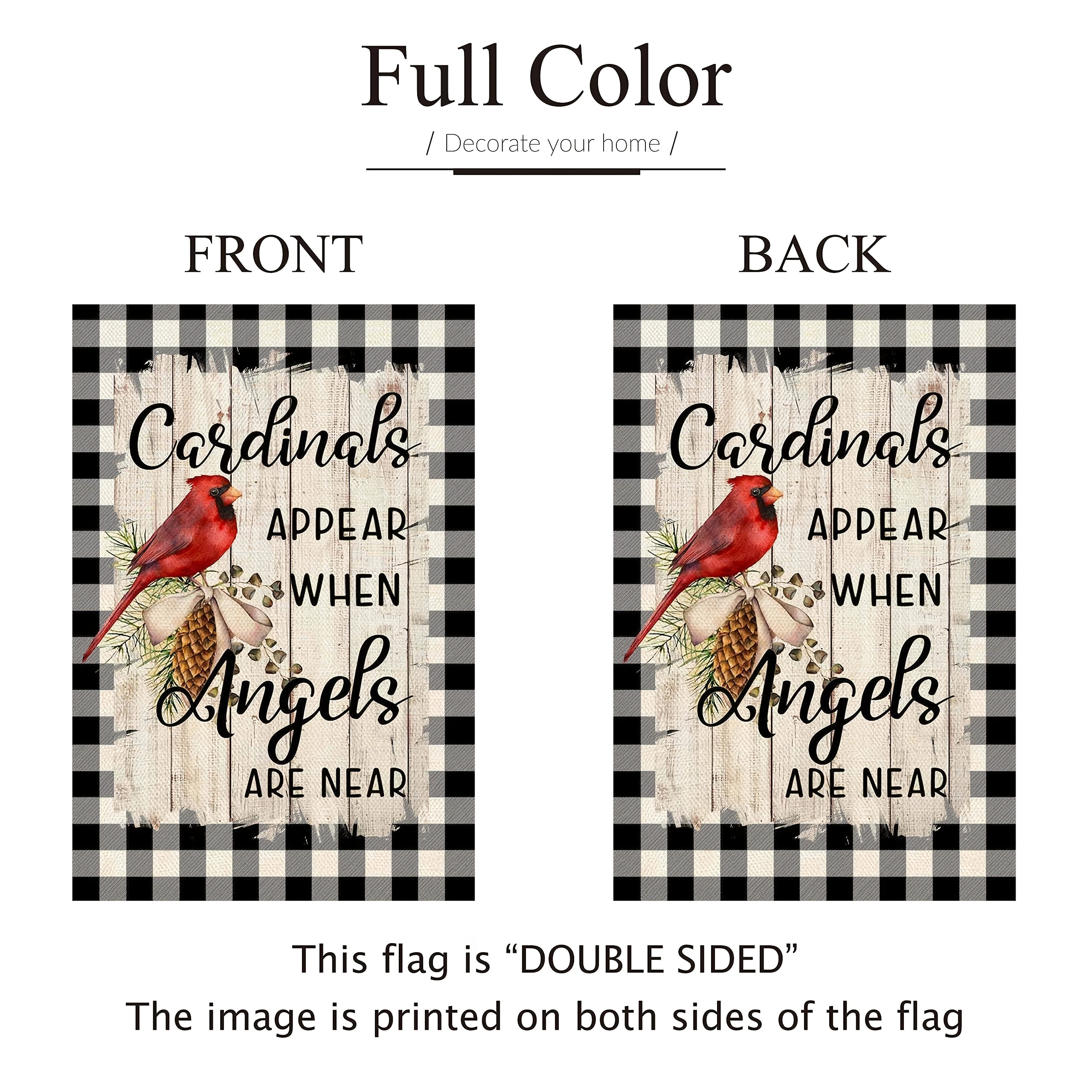 1pc winter decorative garden flag double sided red bird snowflake quote memorial gift outdoor small decor christmas farmhouse home outside decoration no flagpole 12x18 inches details 4