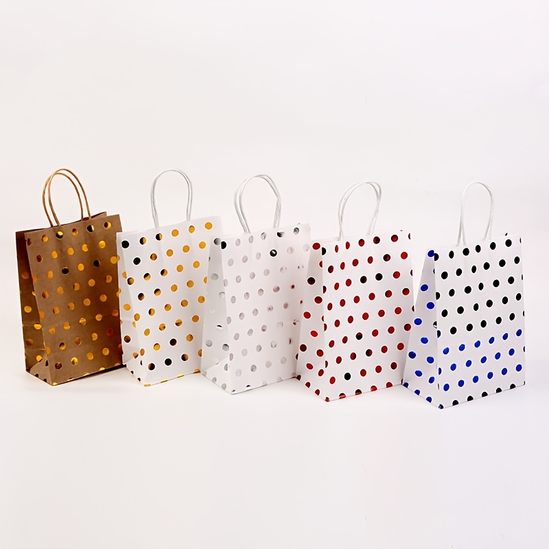 5pcs Foil Stamping Gradient Dot Pattern Kraft Paper Bags Gift Packaging Bags