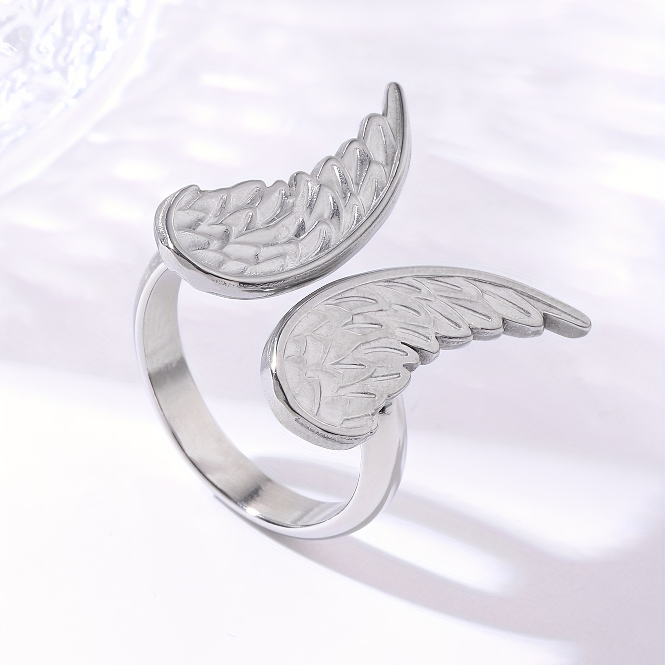 Golden/steel Color Angel Wing Shape Stainless Steel Open Ring