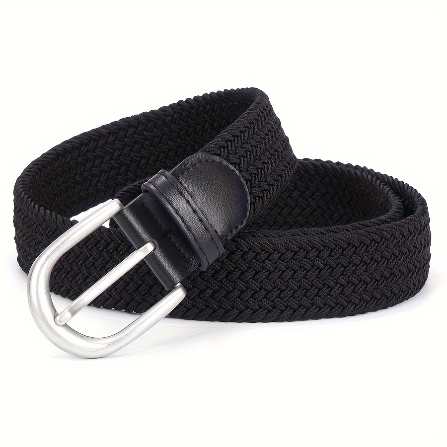 1pc Black Waist Elastic Belt, Minimalist Nylon Punch-free Waist