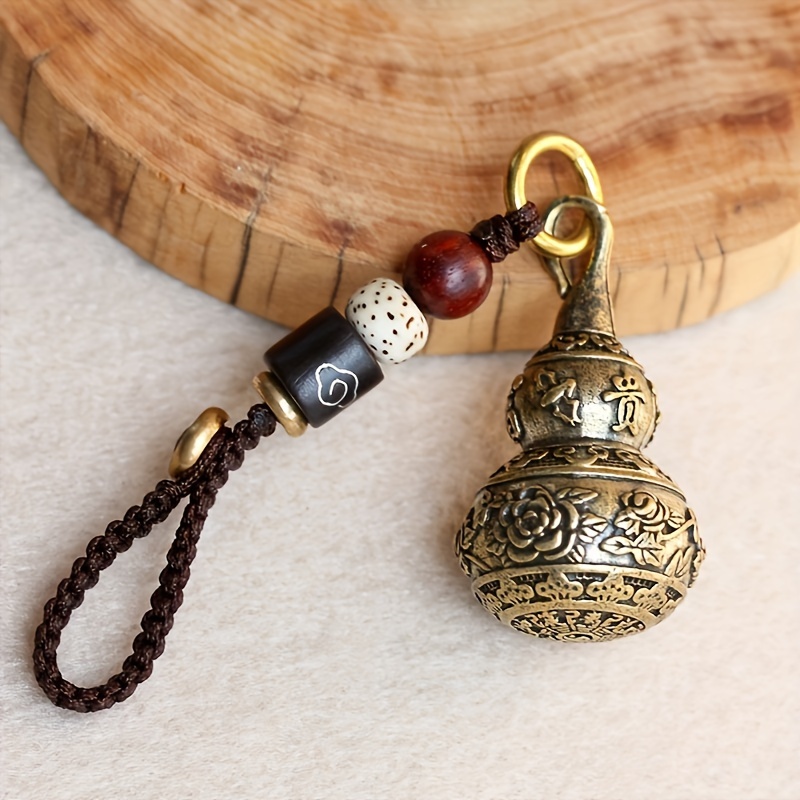 Handmade Pure Copper Gourd Keychain, Feng Shui Pendant