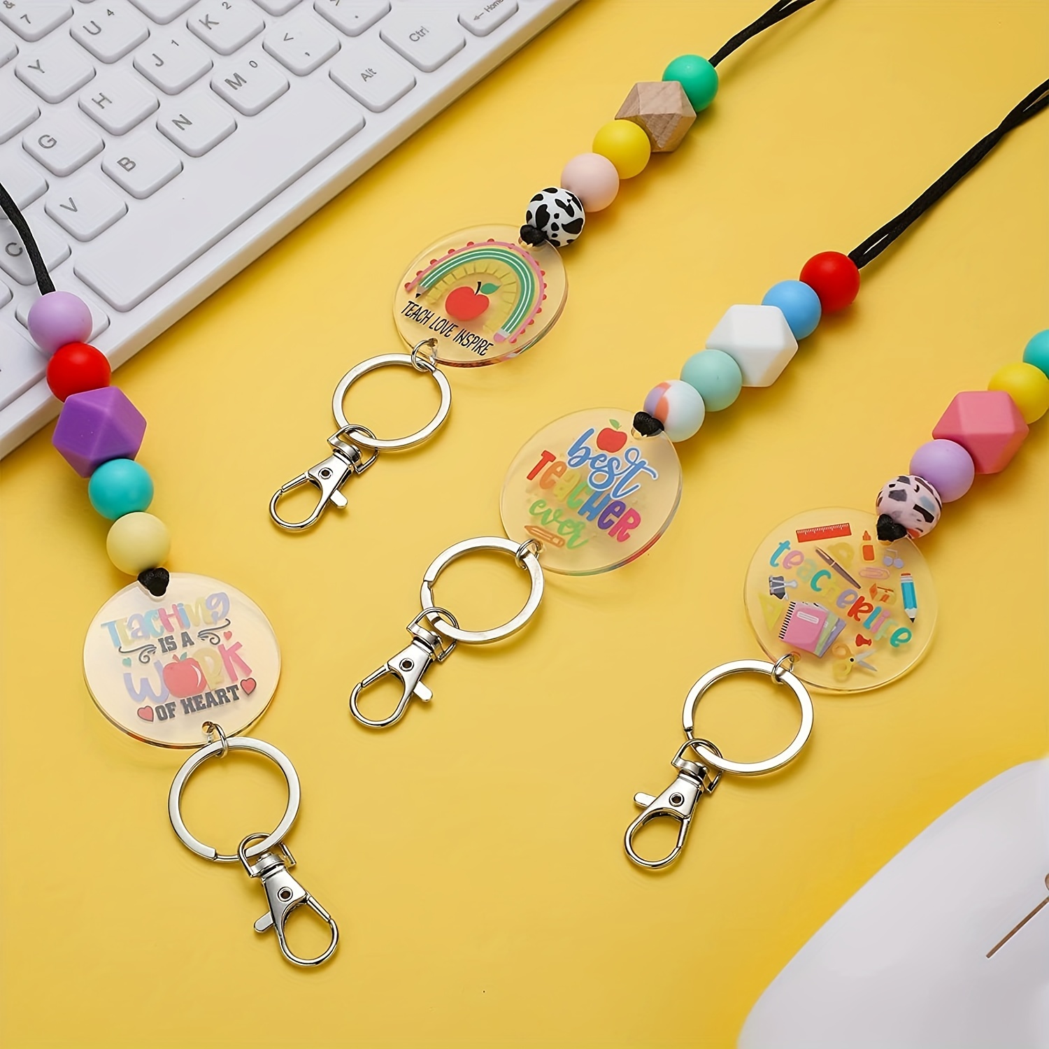 Teacher Lanyards: Cute Beaded Keychains For Id Badges, Keys ...