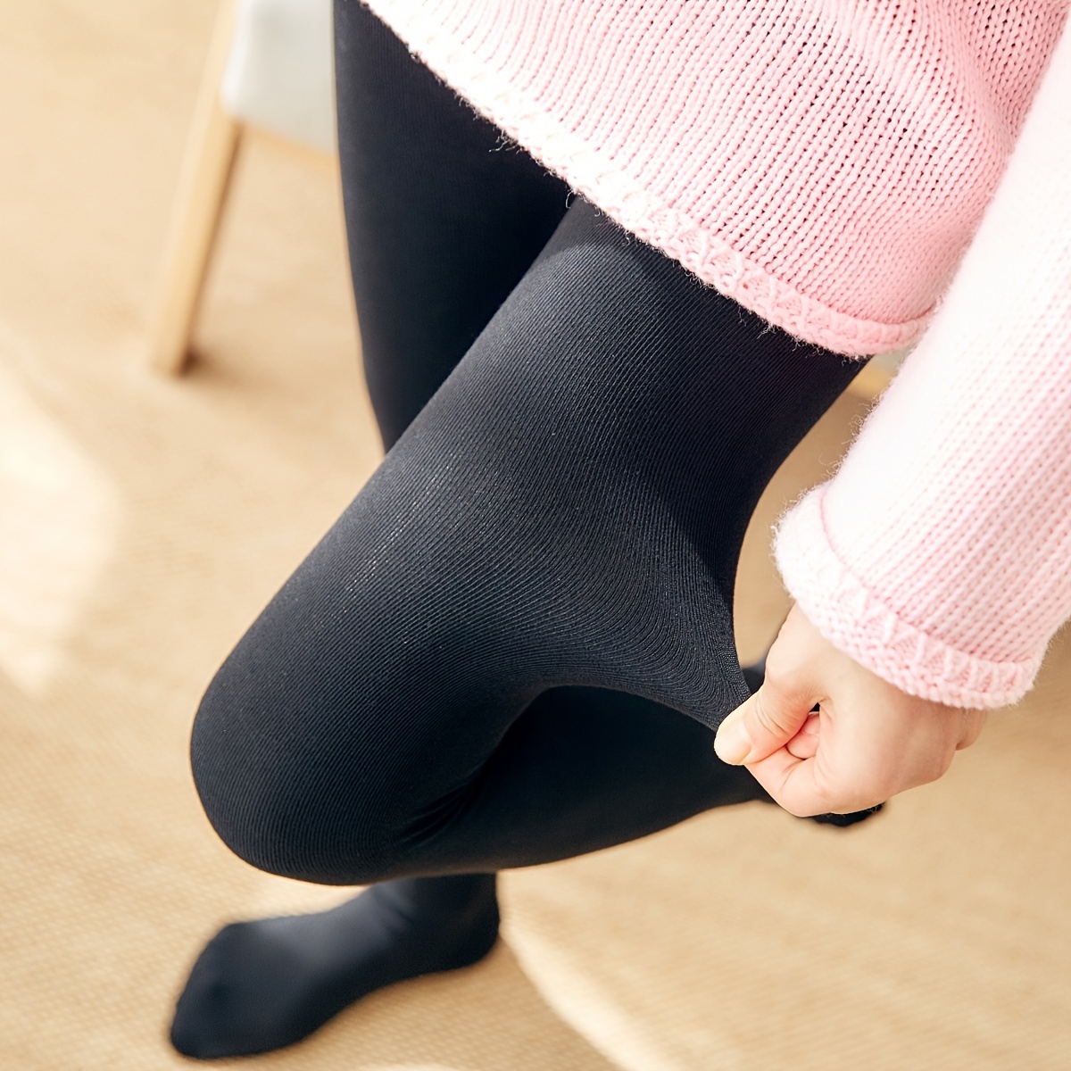 Summedo Women Fleece Lined Tights Control Top High Waist Elastic Pantyhose  Winter Warm Opaque Stretch Thermal Leggings Pants