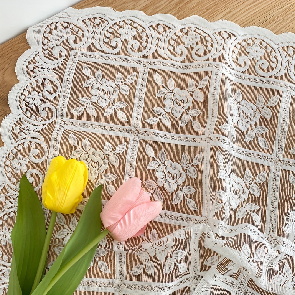 Elegant Beige Lace Tablecloth for Coffee Table or Bedside Cabinet