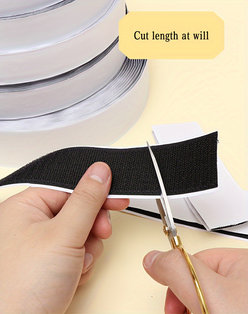 Heavy-Duty Self-Adhesive Hook and Loop Fastener Tape, Strong Polyester Adhesive, Black and White - Ideal for School, Home, Office Use, Self Adhesive Wall Hooks