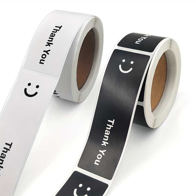 

120pcs Per Roll, Simple Smile Thank You Series Black And White Sealing Stickers, Gift Packaging And Sealing Strips